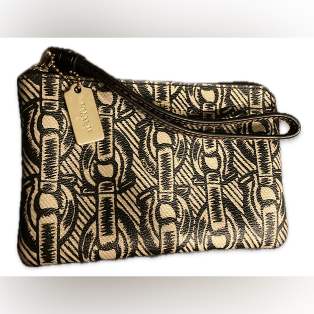 Coach signature wristlet zipper wallet